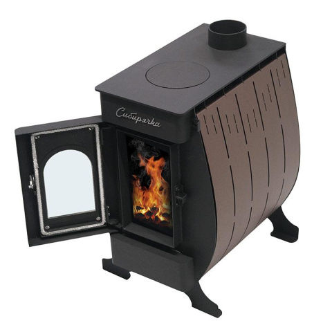 Печь отопительная Сибирячка-6 с окрашенным кожухом с дверцей со стеклом3