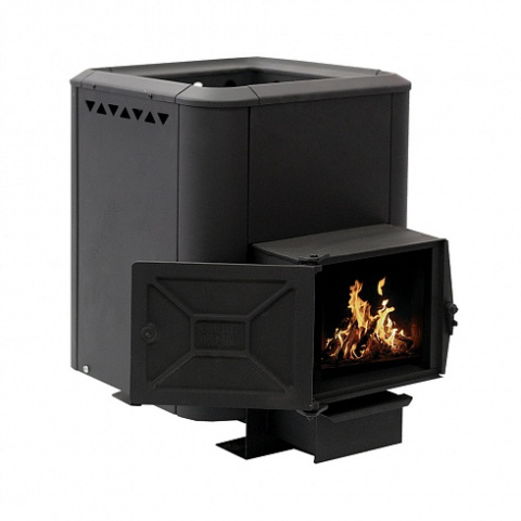 Печь банная Сибирь 15, чугунная дверка с выносным топочным каналом...