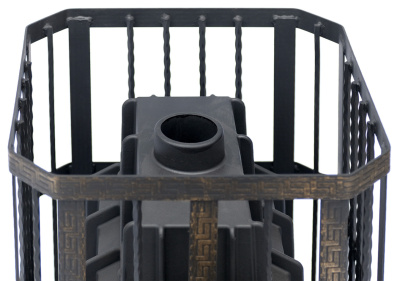 Печь банная чугунная СИБИРЬ-32, каминная дверка со стеклом Сибирь (кованная сетка) (НМК)        3