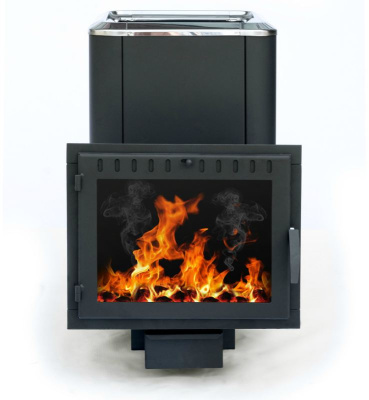 Печь банная чугунная СИБИРЬ-24, панорамное стекло (конвекционная) (НМК)2