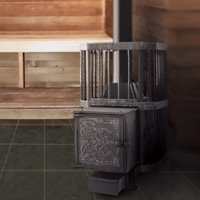 Печь банная чугунная СИБИРЬ-24, чугунная дверка (сетка) (НМК)