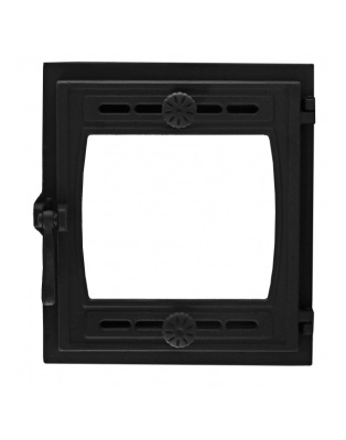 Дверка топочная герметичная крашенная со стеклом Кижи ДТГ-8БС (290х325х35)