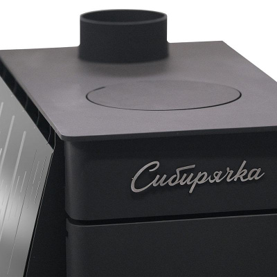 Печь отопительная Сибирячка-9 с кожухом из нержавеющей стали с дверцей со стеклом 3